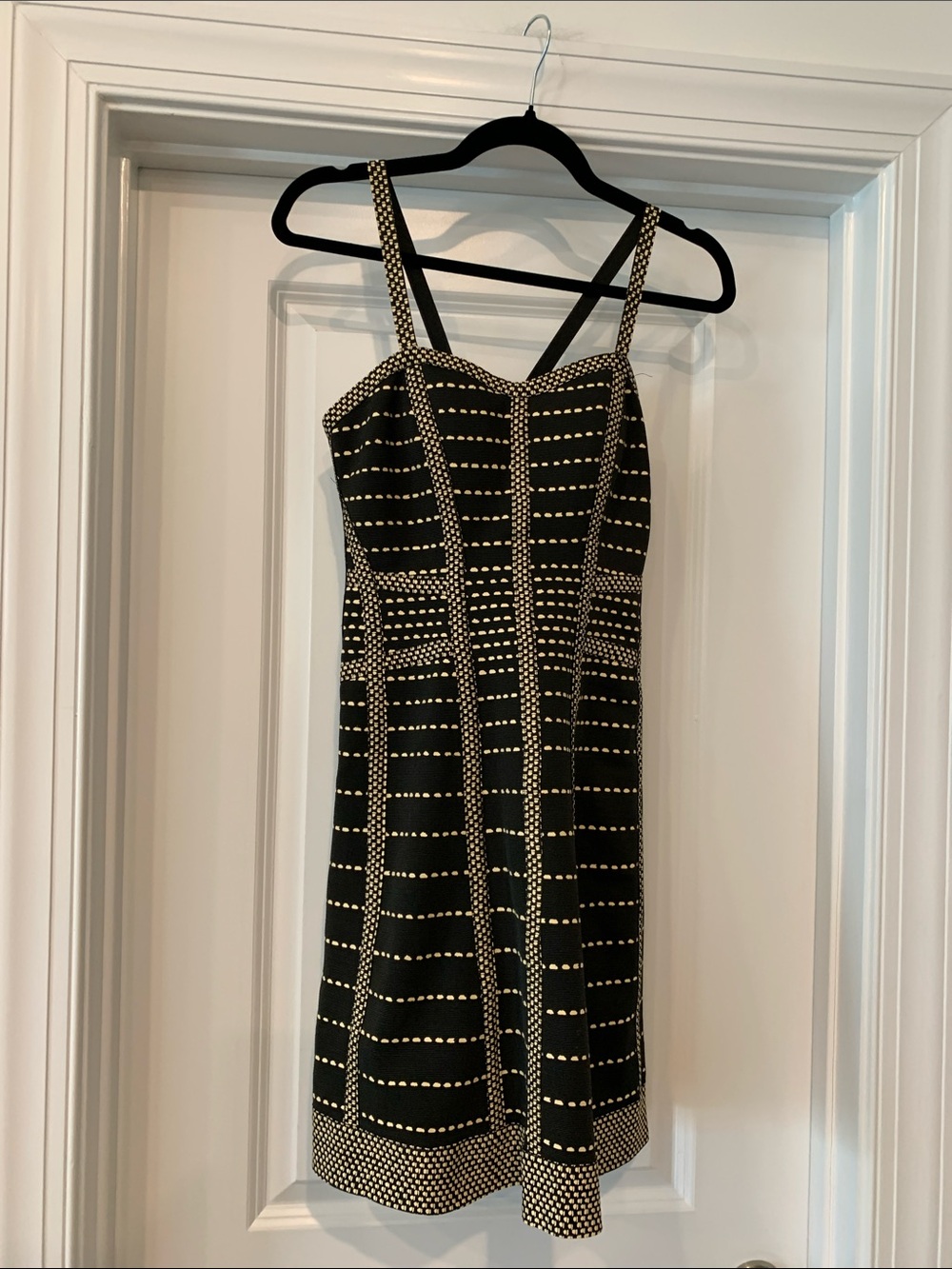 Wow Couture Black Mini Dress and tan knit structured dress L NWOT